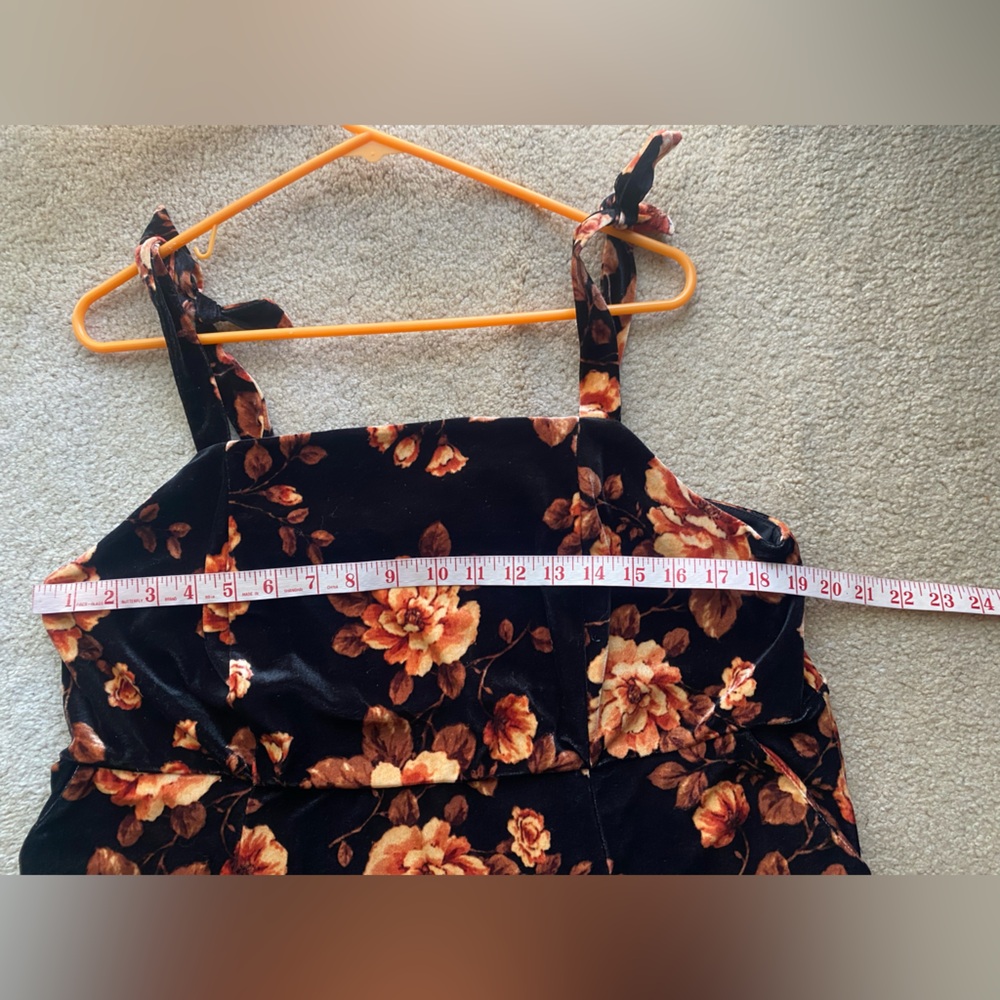 Torrid black at the knee velvet ruffle tier dress floral autumn fall - Picture 15 of 17
